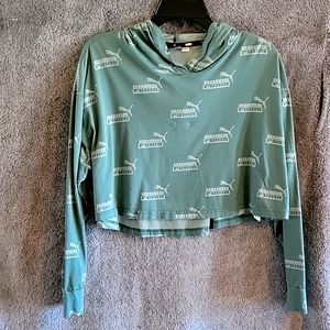 Puma cropped long sleeve hooded tee